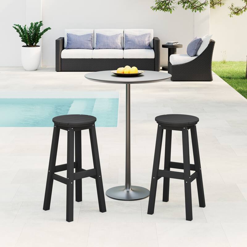 Laguna Hdpe All Weather Outdoor Patio 29" Round Bar Stool (Set Of 2)
