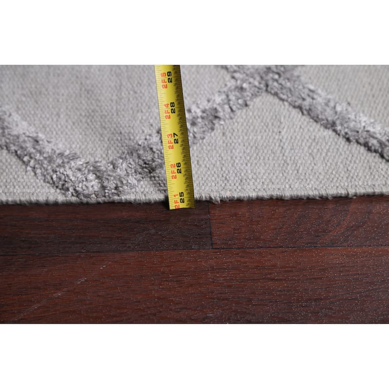 Wool/ Viscose Modern Oriental Kilim Trellis Area Rug Hand-woven - 6'1" x 8'7"