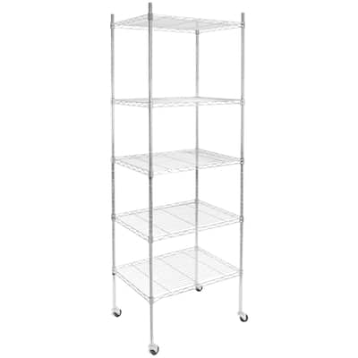Mount-It! 5 Tier Wire Shelving with Wheels | Kitchen Storage