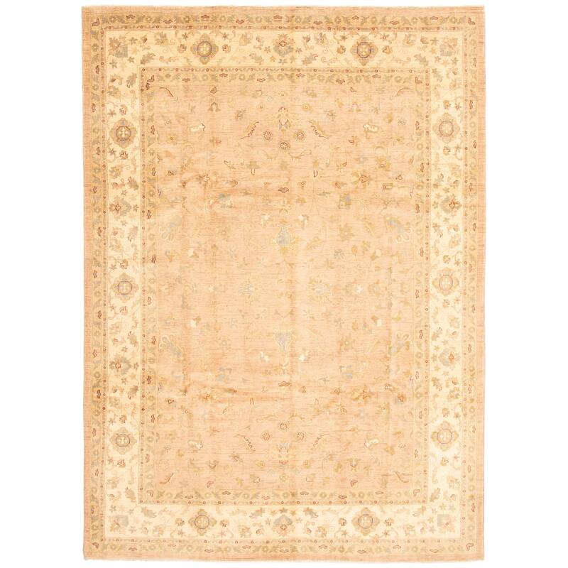 ECARPETGALLERY Hand-knotted Peshawar Oushak Beige Wool Rug - 9'1 x 12'5 - Beige - 9'1 x 12'5