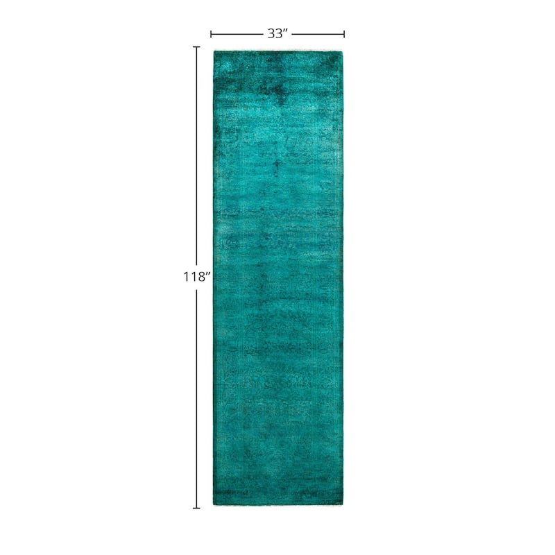 Contemporary Overdyed Wool Hand Knotted Runner - 2' 9" x 9' 10"
