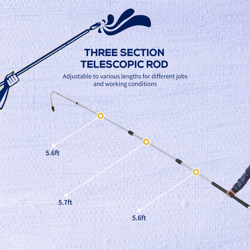 Outsunny 18' 4000 PSI Electric High Pressure Washer Wand Extension Pole - 79.75"- 195" L x 7" W x 0.75" T