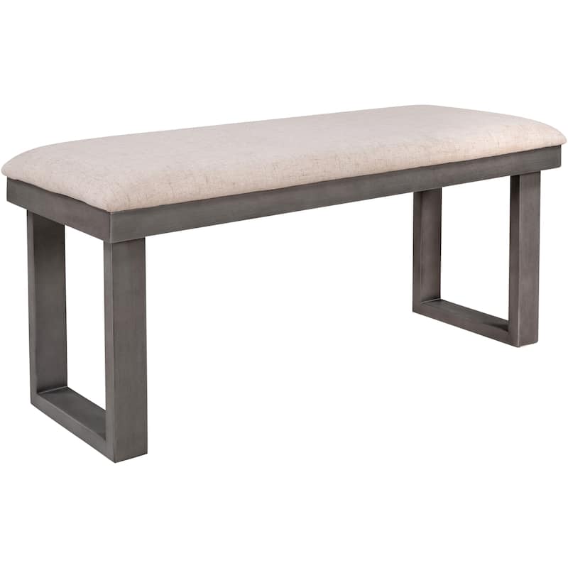 6 Piece Dining Table Set, Solid Wood Dining Room Furniture Set with Rectangular Table, 4 Upholstered Chairs and Bench