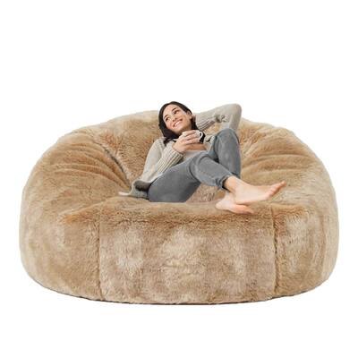 6FT Giant Bean Bag Chair Cover (Cover only, No Filler) Soft Faux RH Fur Sofa Bed Cover Washable Bean Bag Couch Cover