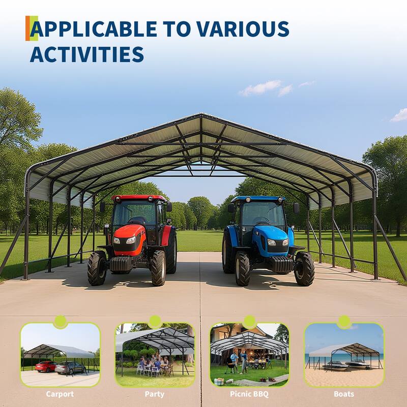 Heavy Duty Carport, Metal Carport with Reinforced Frame and Base for All Weather, Car Ports Heavy Duty for Rucks, Boats