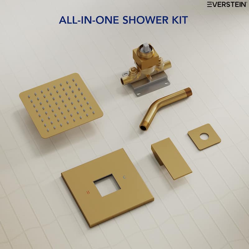 Stainless Steel Rainfall Shower Head, Single-Function Shower Faucet with Pressure-Balanced Valve
