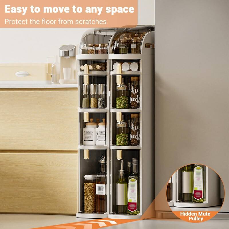 Bathroom Storage Cabinet with Wheels - 3-Tier Slim Narrow Organizer for Small Spaces, Transparent Drawers