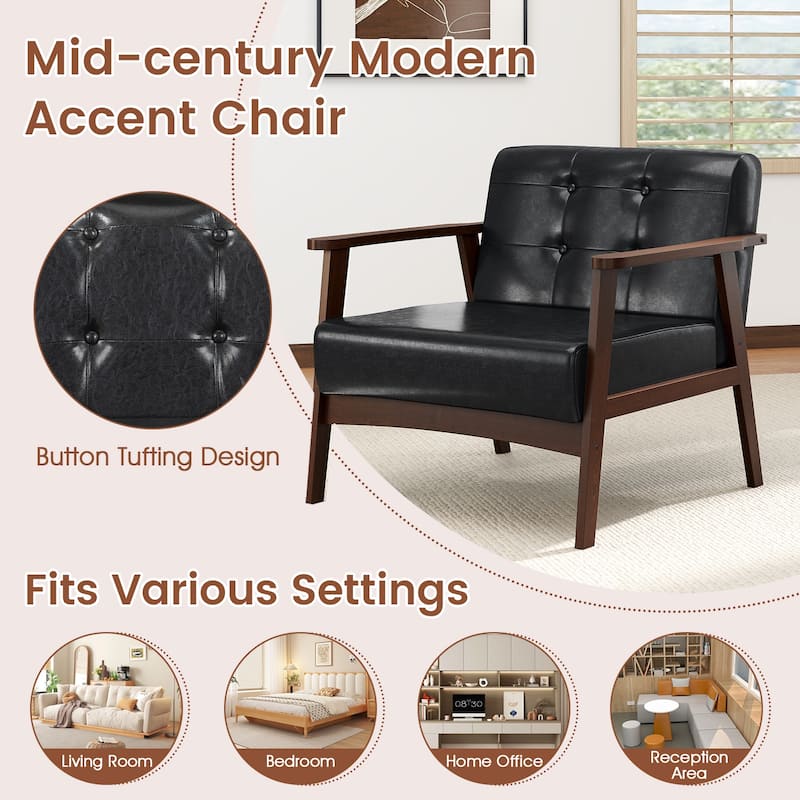 Costway 2PCS Accent Chair Button Tufted Mid-century Modern Lounge - See Details