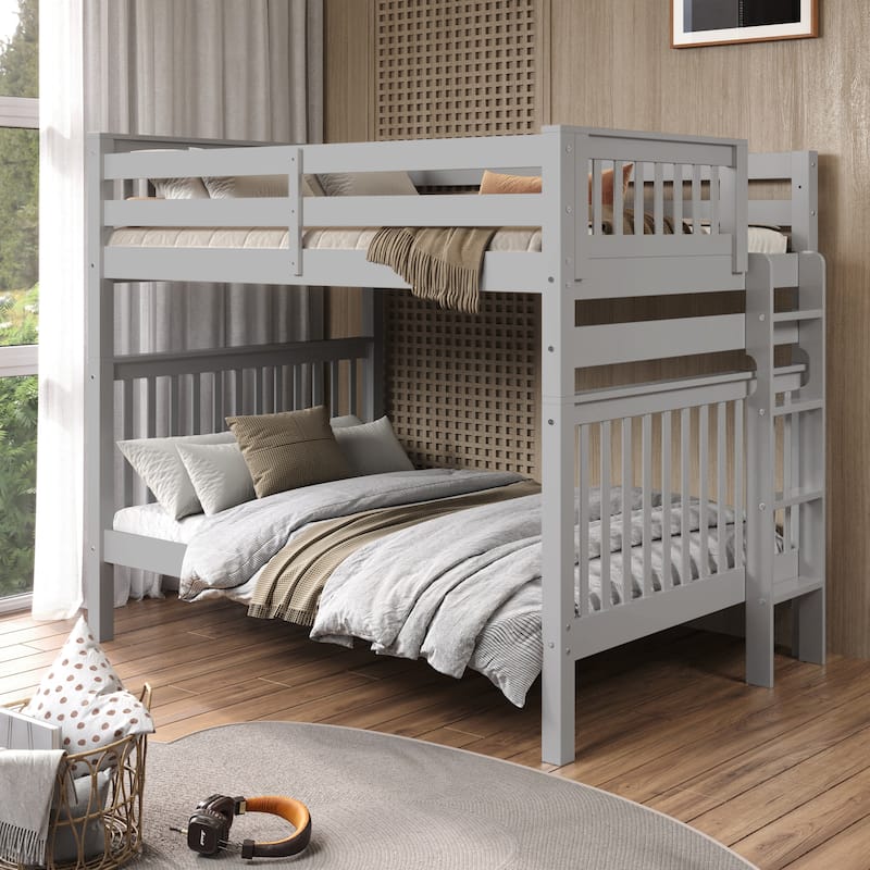 Taylor & Olive Trillium Full over Full Bunk Bed with End Ladder - Grey