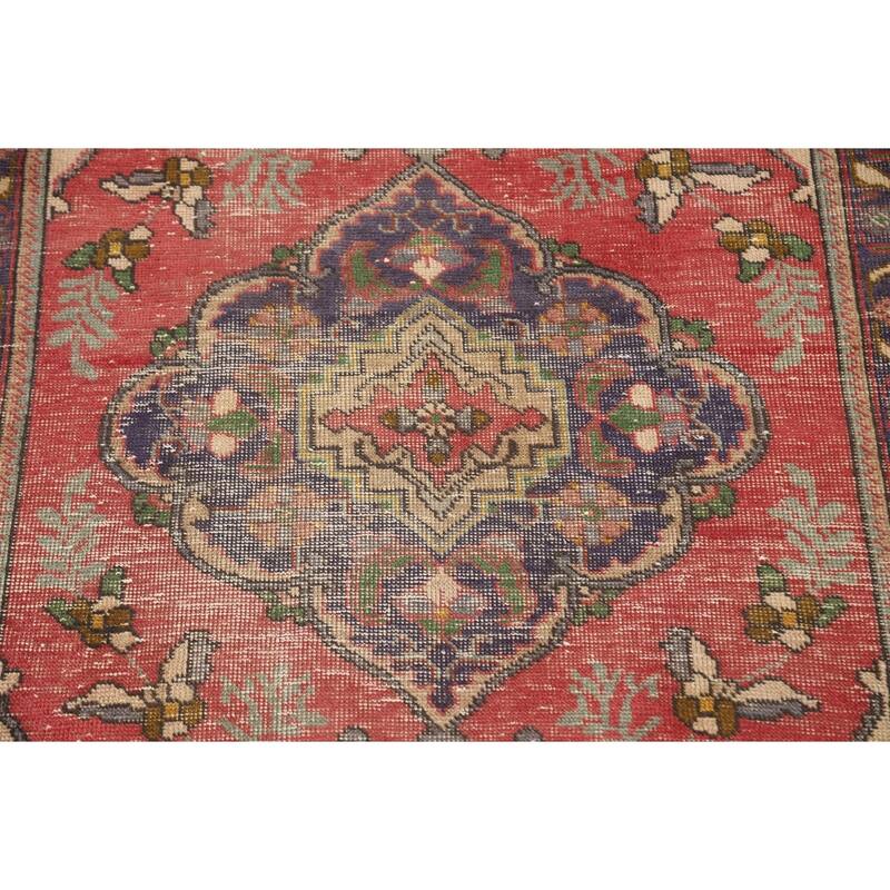 Hand Knotted Oriental 100% Wool Carpet Traditional Floral Pink Tabriz Area Rug - 4' 10'' X 3' 2''