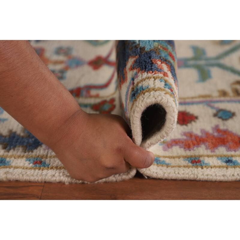 Ivory Floral Oushak Oriental Accent Rug Handmade Wool Carpet - 3'1"x 4'10"