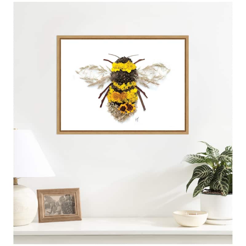 Kate and Laurel Bumble Bee by Madeline Jeppesen Framed Canvas Wall Art Print