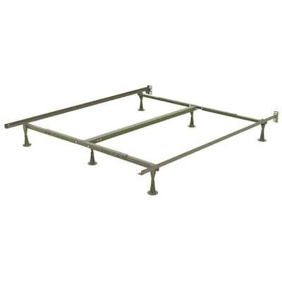 California King size Metal Bed Frame with Wide Stance Glide Legs and Headboard Brackets