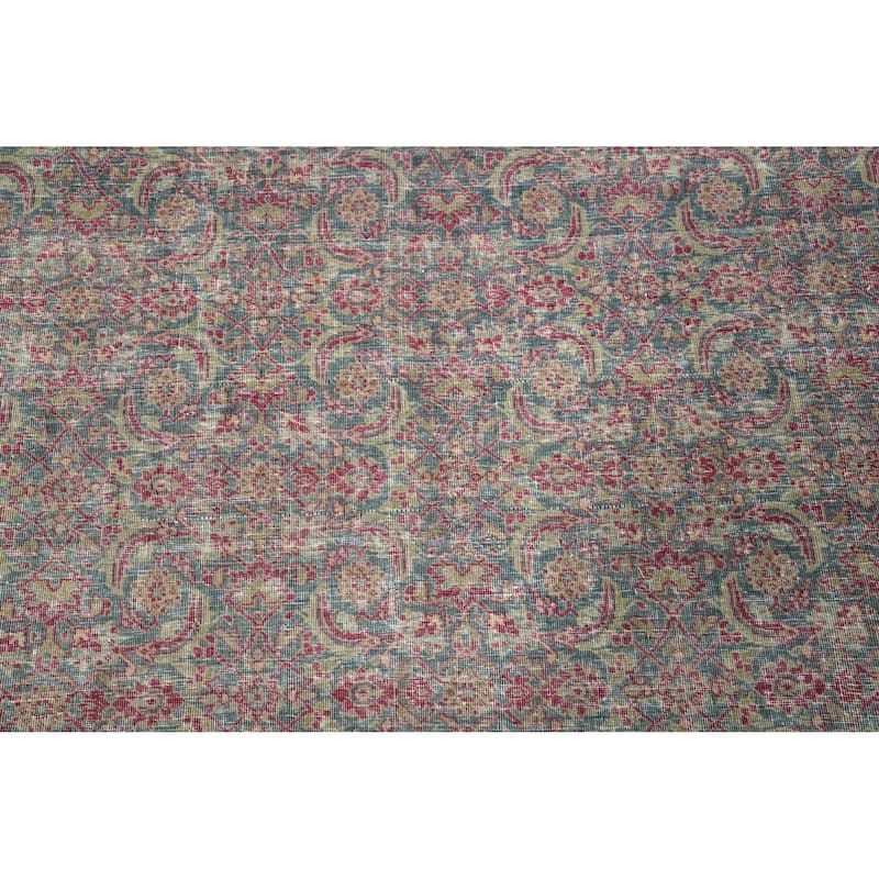 Hand Knotted Oriental 100% Wool Carpet Traditional All-Over Pink Tabriz Area Rug - 11' 11'' X 9' 0''