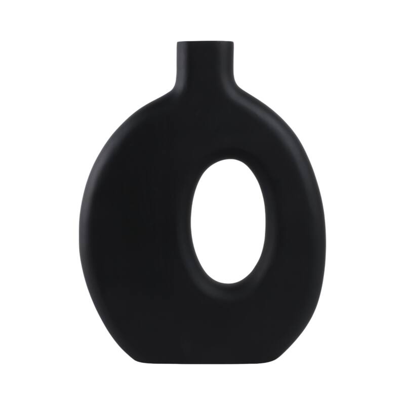 Decorative Wooden Cut-Out Vase - Black, 18"