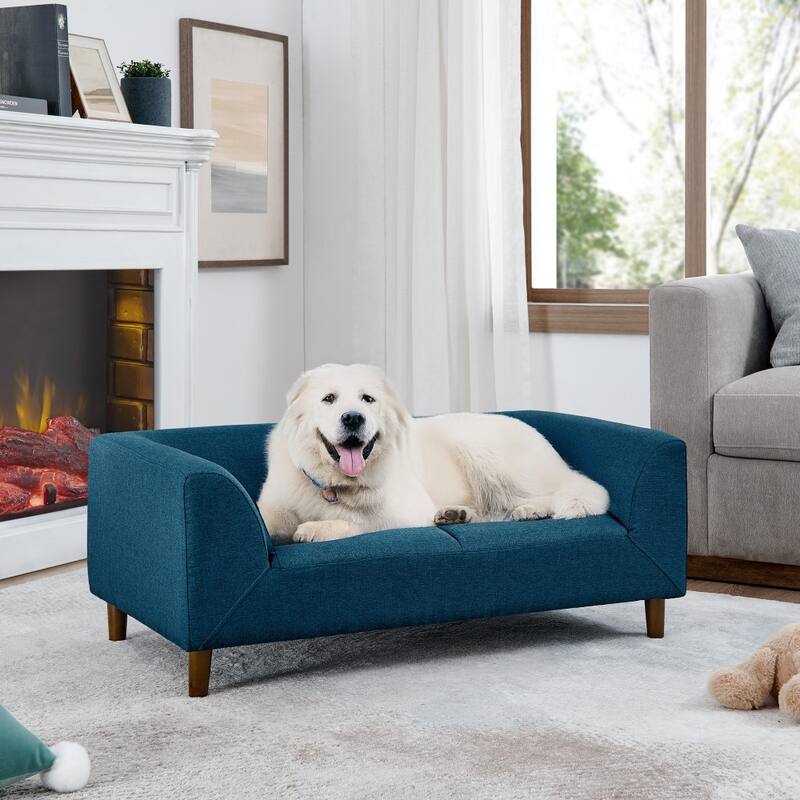 Modern Rectangular Pet Sofa Suitable for Medium and Large Dogs - Blue