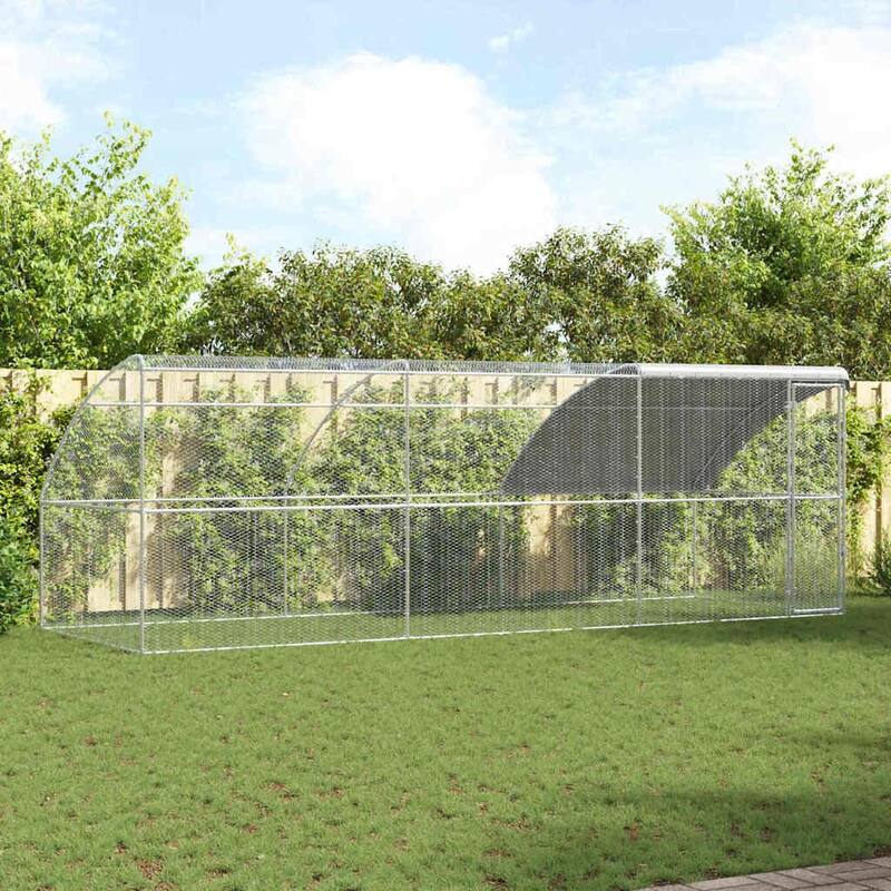 vidaXL Chicken Cage Silver 600 x 200 x 198.5 cm Galvanized steel - 600 x 200 x 198.5 cm