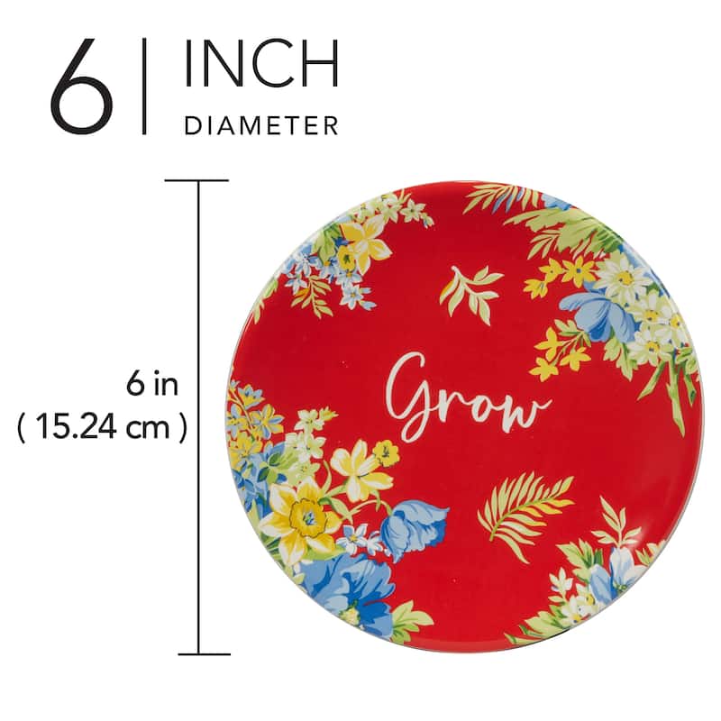 Certified International Blossom Blossom Set of 4 Canape Plates - 6" Diam x 0.75"