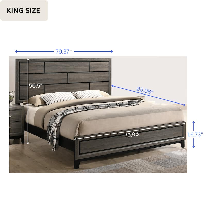 Roundhill Furniture Stout Carved Detailed Panel Bed - King