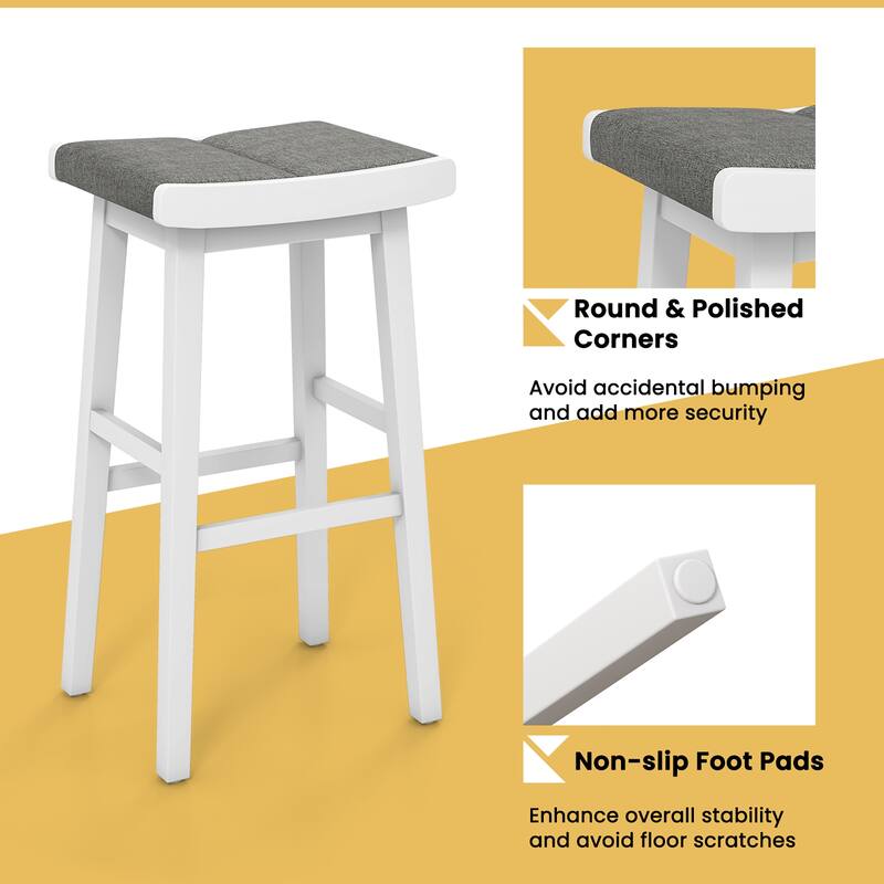 Costway Set of 2 Saddle Bar Stools Counter Height Backless Kitchen