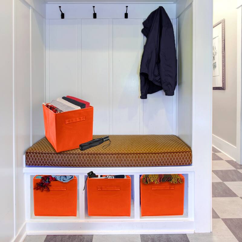 Sorbus Foldable Storage Cube Basket Bin (6 Pack, Orange)
