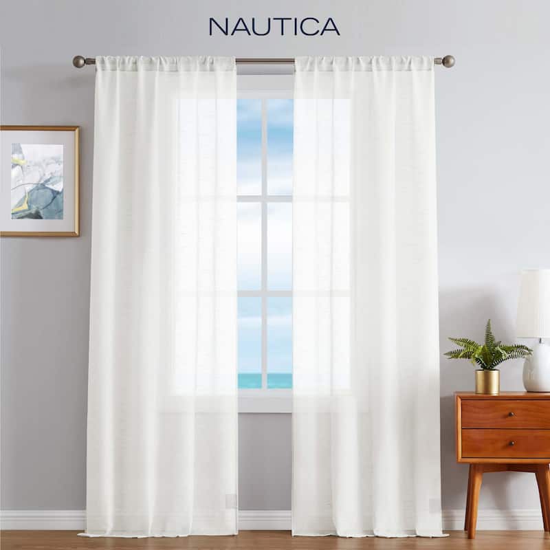 Nautica Erasmus Sheer Rod Pocket Window Curtain Panel Pair