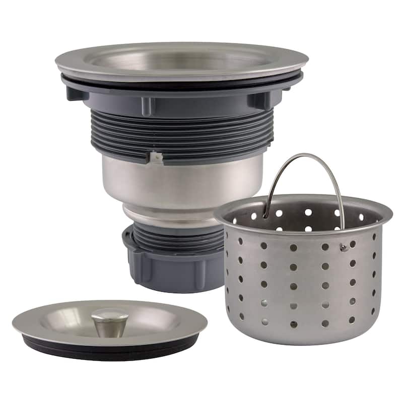 Design House 3-1/2" Basket Strainer with Deep and Removable Food Waste - Satin Stainless Steel - Satin Stainless Steel