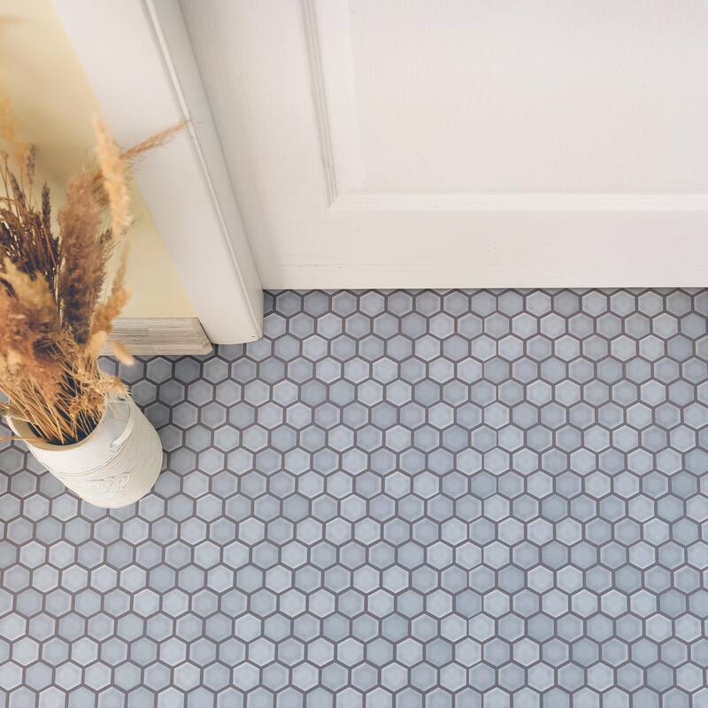 Merola Tile Hudson 1" Hex Slate 11-7/8" x 13-1/4" Porcelain Mosaic Floor and Wall Tile