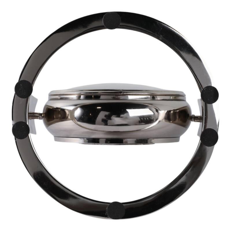 Metal Glass Desk Clock Roman Numerals Silent Movement and Pivot Stand - 9" x 9" x 10"