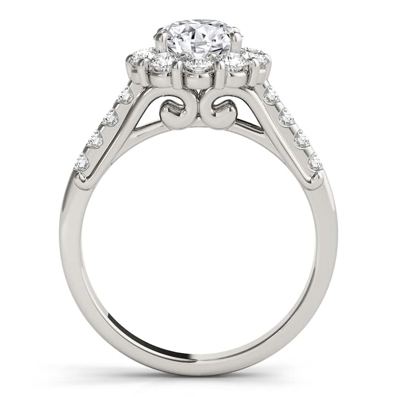 Auriya 14k-White Gold Lab Grown Round Diamond Halo Engagement Ring 0.50 to 5.00 ct. tw. (F-G VS)