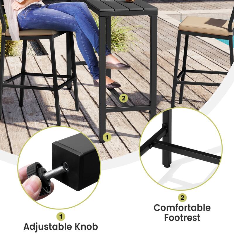 Crestlive Products Patio Outdoor Bar Table Rectangle Pub Table