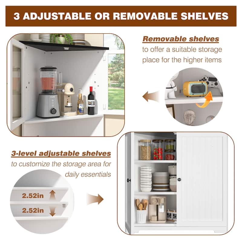 VEIKOUS 71 "Tall Corner Cabinet Storage with Doors and Adjustable Shelves