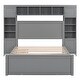 preview thumbnail 9 of 52, Full Size Wooden Bed with All-in-One Cabinet, Shelf, Sockets & Twin Trundle - Stylish and Functional in Grey