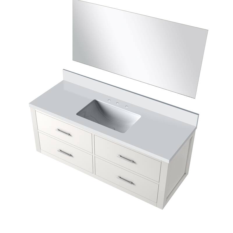 Castor Bath Vanity with Cultured Marble Top, Sink and Mirror