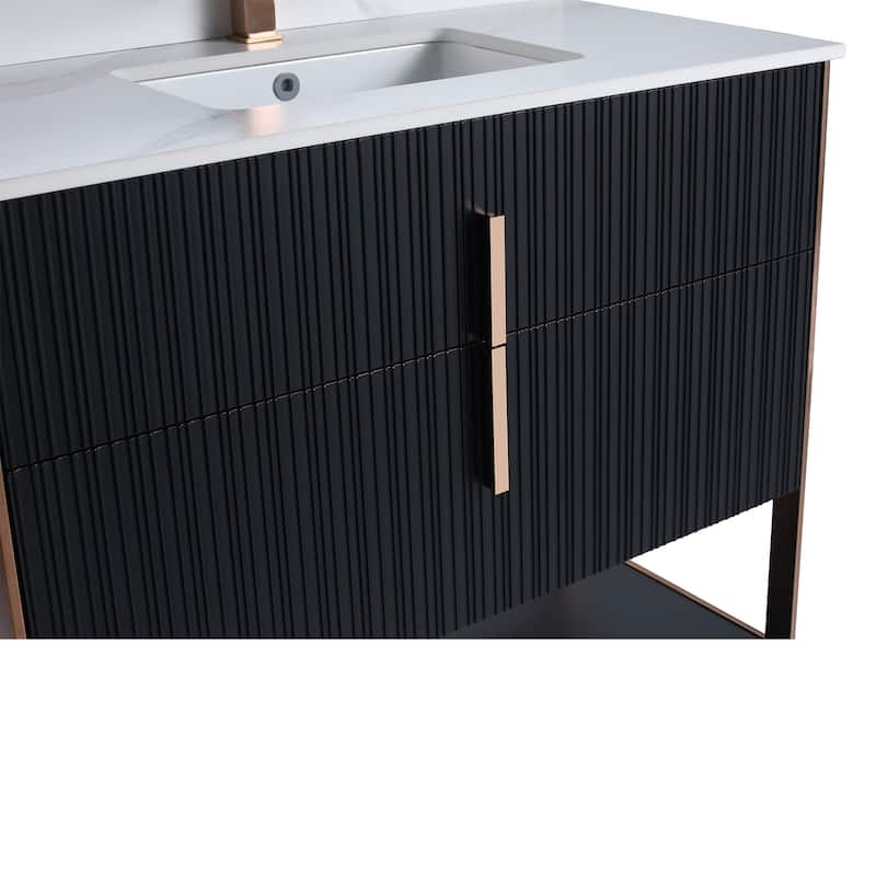 Fine Fixtures Serenity Modern Bathroom Vanity with White Carrara Stone Top