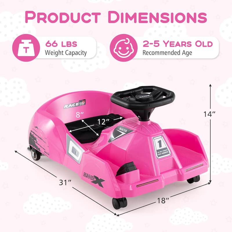 Costway 12V Ride on Toy Car Electric Go Kart with Cleaning Fun & - Red