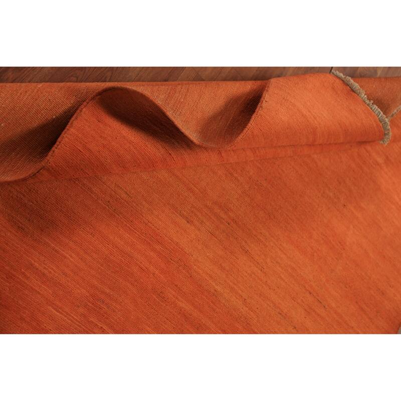 Orange Gabbeh Modern Area Rug Hand-Knotted Stripe Wool Carpet - 4'11" x 6'8"