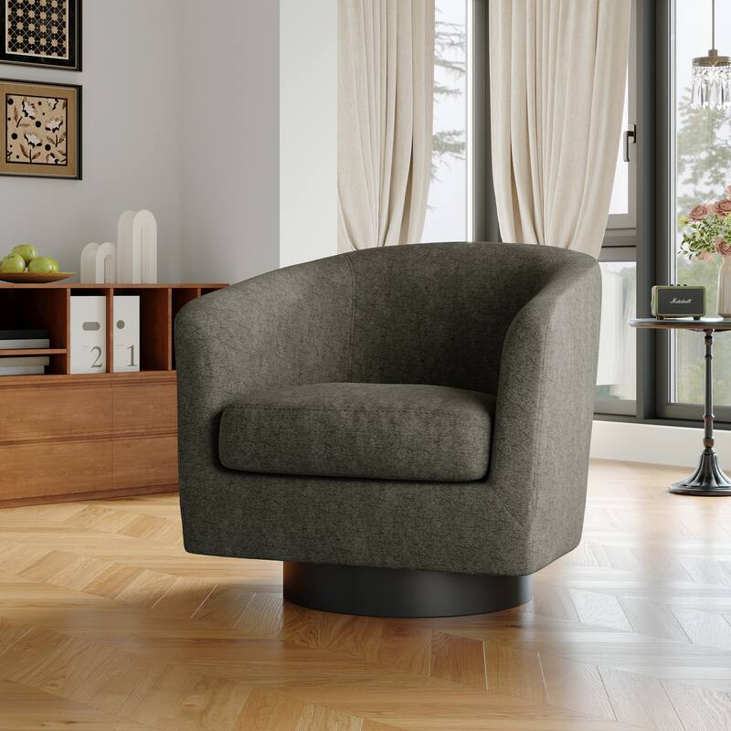 Modern Upholstered Barrel Chair Swivel Accent Chair for Living Room