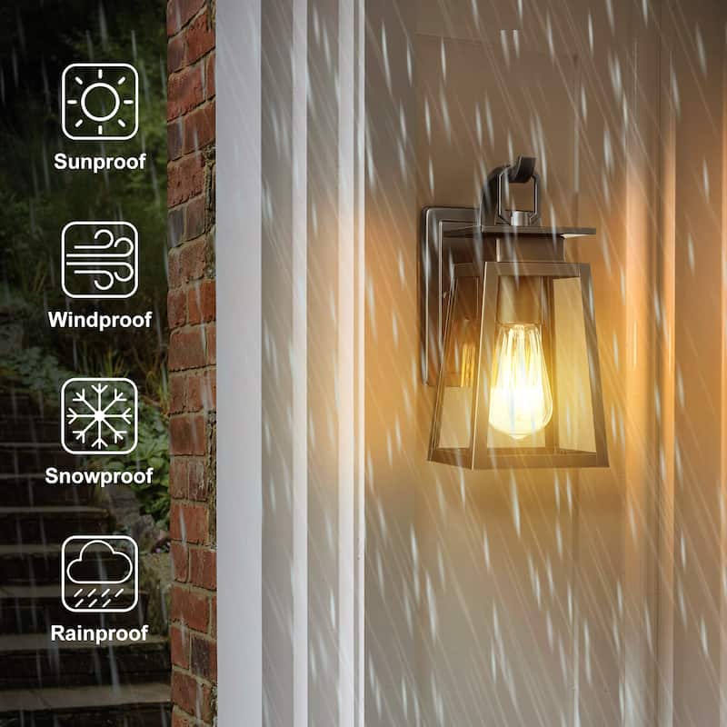 1-Light Exterior Wall Light with Clear Glass - Matte Black