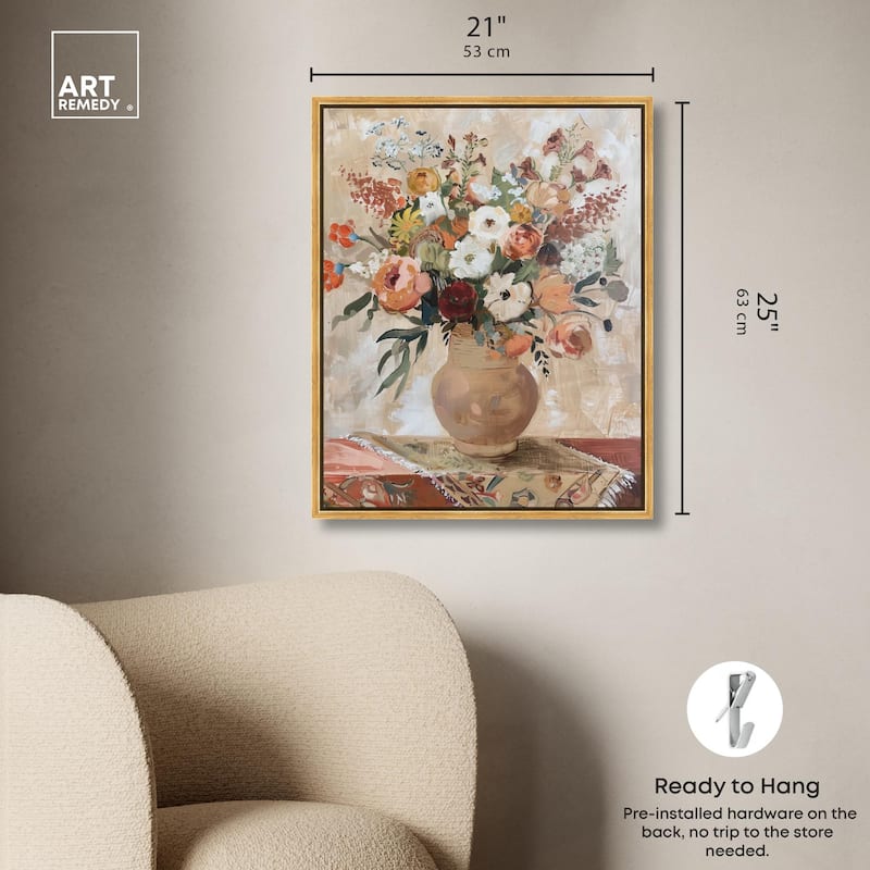 Clay Vase and Flowers Canvas by Art Remedy