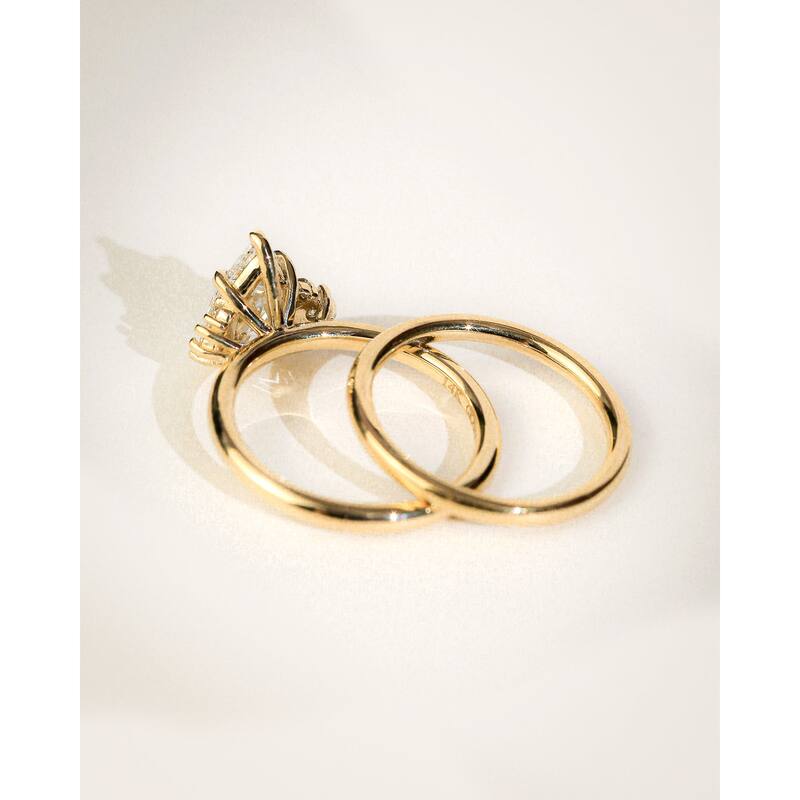 Kobelli 2.22 Carats Pear Lab Grown Diamond Certified Solid 14k Plain Gold Bands Dulce 2pc Bridal Set