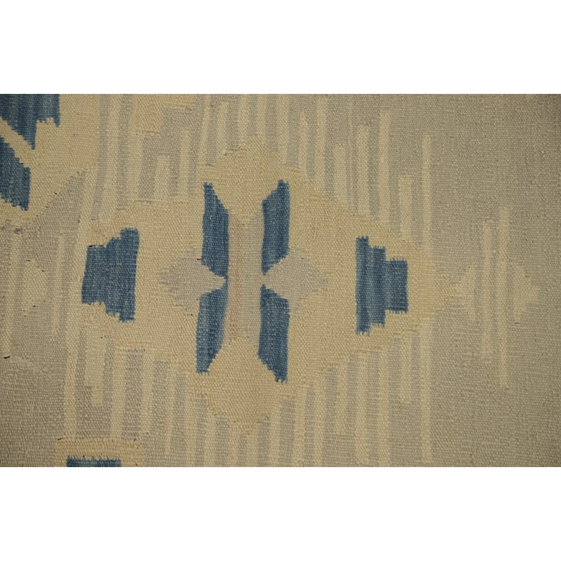 Hand Woven Oriental 100% Wool Carpet Southwestern Tribal Greys & Charcoal Kilim Runner Rug - 6' 0'' X 2' 1''