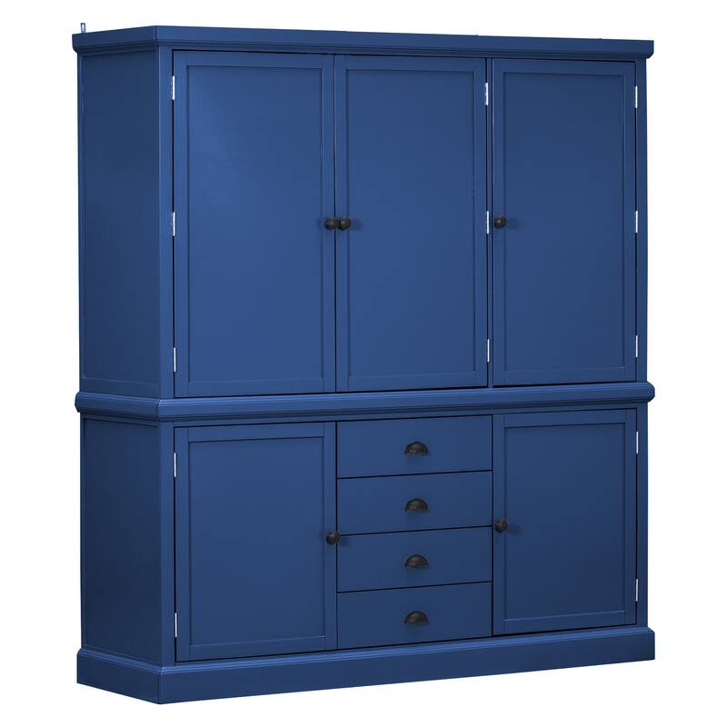 Roomfitters Kitchen Pantry Organizers and Storage Kitchen Cabinet, Hutch with Microwave Stand, 4 Drawers, Spice Racks