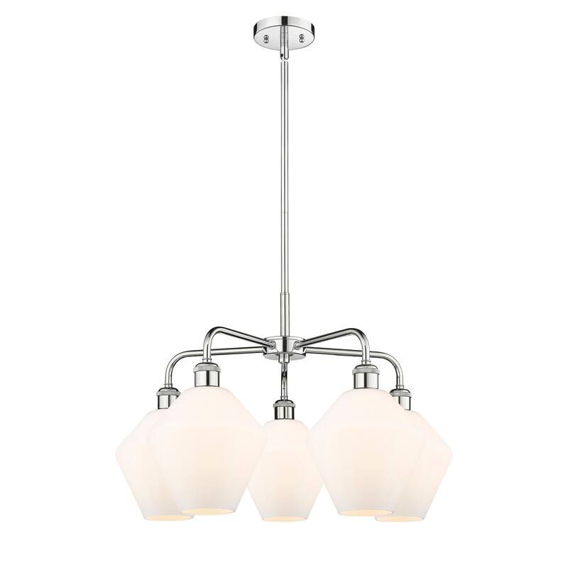 Innovations Lighting Cindyrella - 5 Light 8" Stem Hung Chandelier - Cased Matte White/Polished Chrome