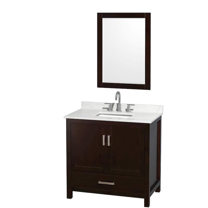 Wyndham Collection WCS141436S-QTZ-US3M24 Sheffield 36" Free Standing - Espresso / Giotto Quartz Top / Brushed Chrome