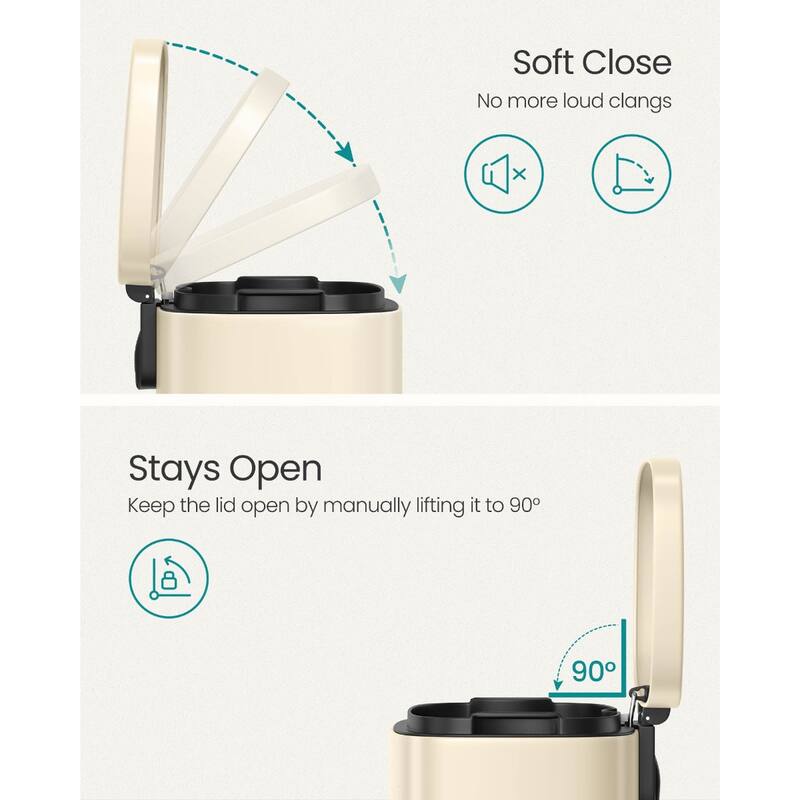 Stainless Steel Step Open Trash Can with Hinged Lid