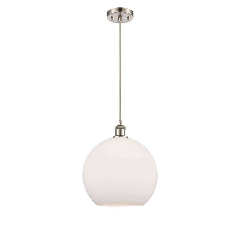 Innovations Lighting Ballston Athens 1 Light 12" Cord Hung Mini Pendant - Matte White/Brushed Satin Nickel