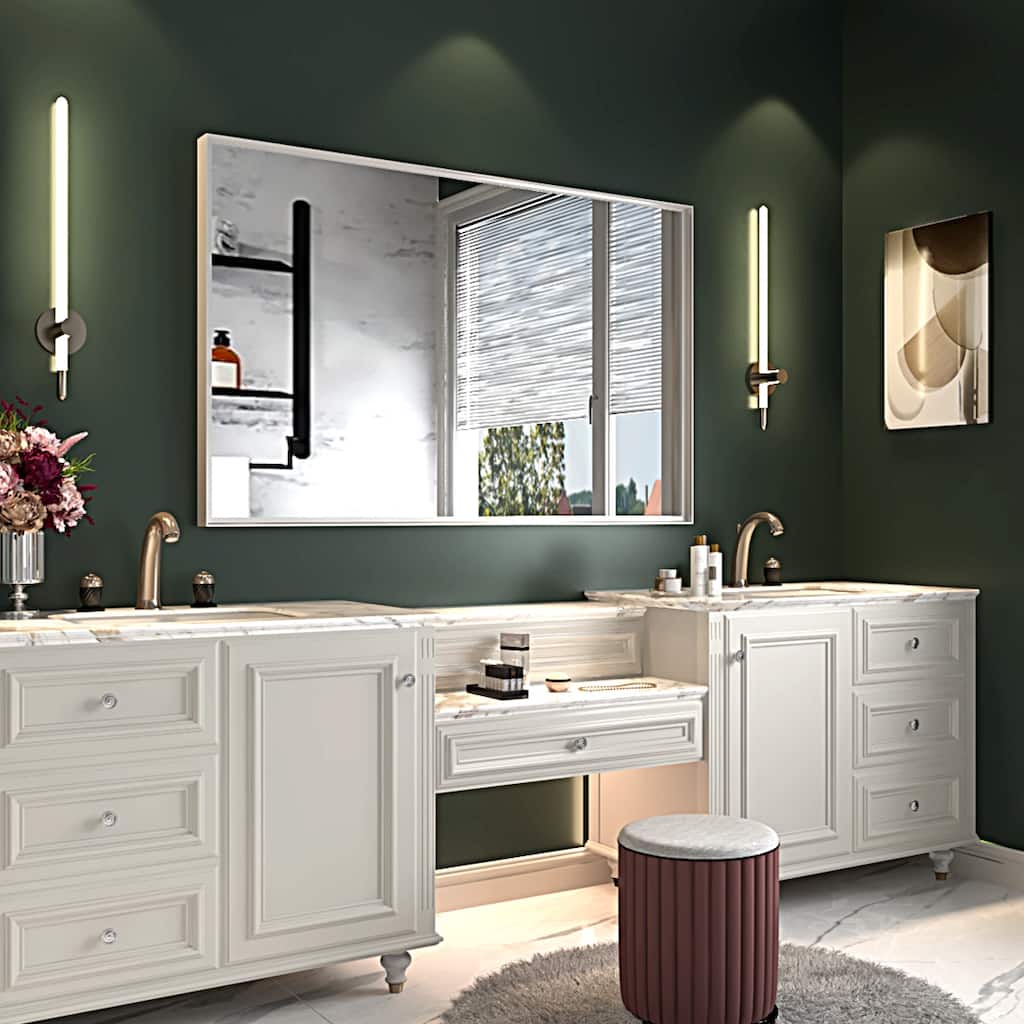 40x30inch Glossy Wall-Mounted Beveled Mirror,Square Angle Metal Frame Wall Mounted Mirrors For Wall(Horizontal & Vertical)