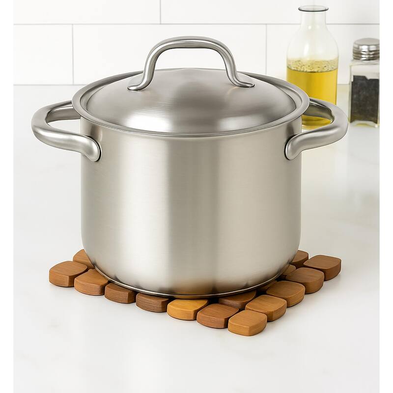 Natural Bamboo Trivet Pot Mat - Set of 2 - 7.5" x 7.5"