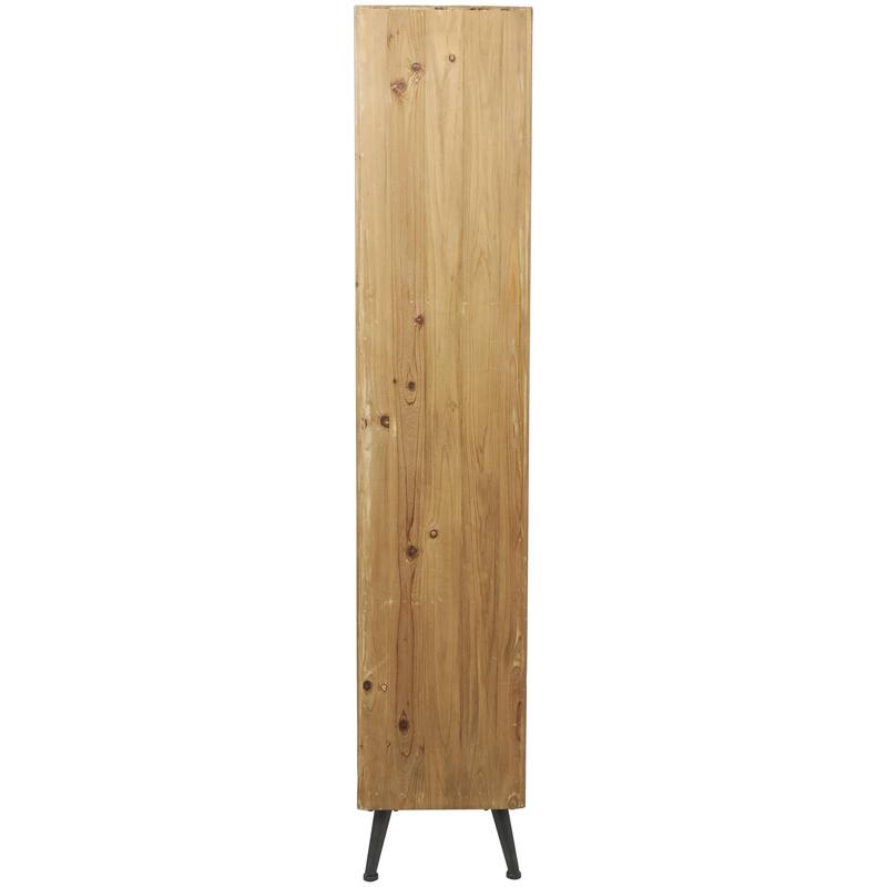 Wooden Geometric 5 Shelf Shelving Unit - Brown - Roche River Decor